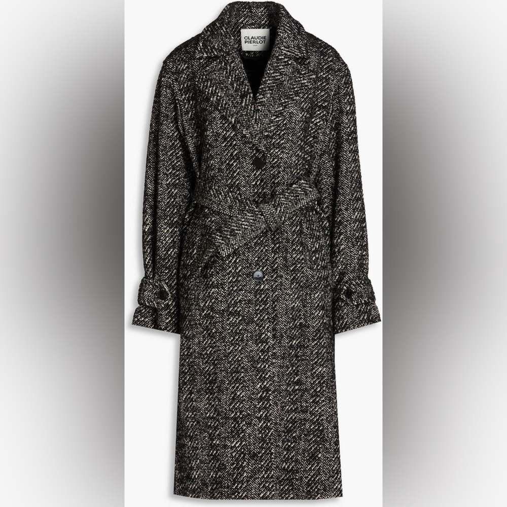 ✨ Claudie Pierlot Two-Tone Bouclé Tweed Wool-Blend Coat ✨